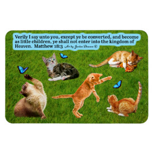 Vacker Kitten Scripture Magnet Matthew 18:3