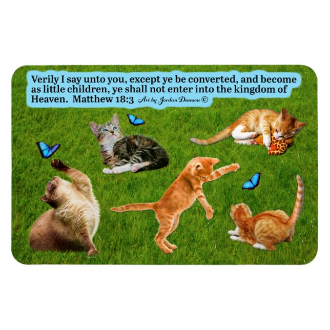 Vacker Kitten Scripture Magnet Matthew 18:3 (Horisontell)