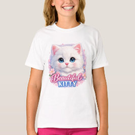 Vacker Kitty Söt Katt Barn T-Shirt