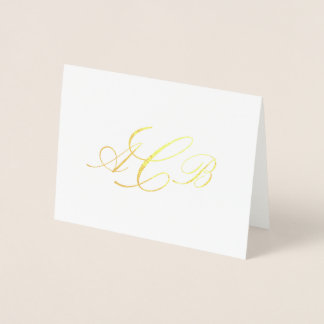 Vacker klassisk monogram initial noteskort folierat kort