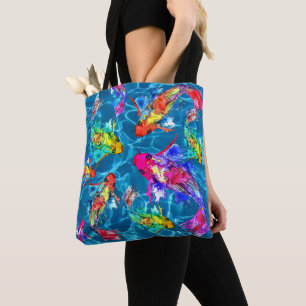 Vacker Koi Fish Pond Tote Bag Tygkasse