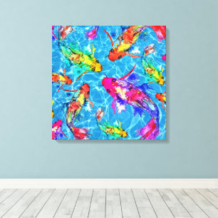 Vacker Koi Fish Pond Wrapped Canvas