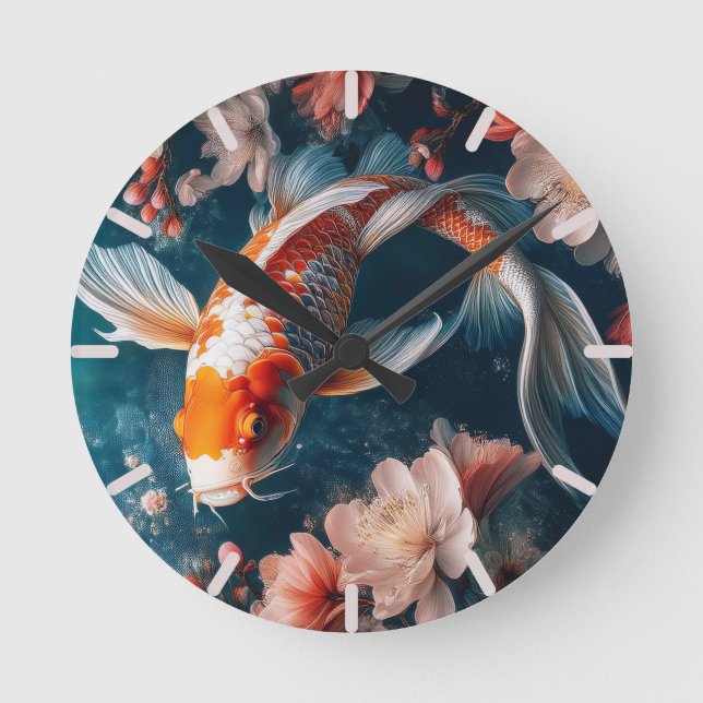 Vacker Koi Fisk Klocka (Framsida)