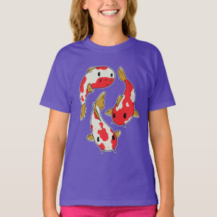 Vacker Koi Fiskar Tecknad Design T Shirt