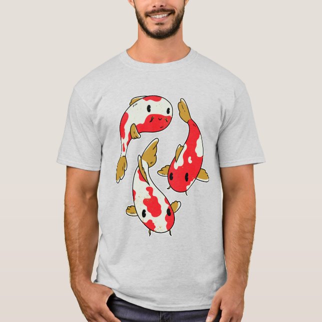 Vacker Koi Fiskar Tecknad Design T Shirt (Framsida)