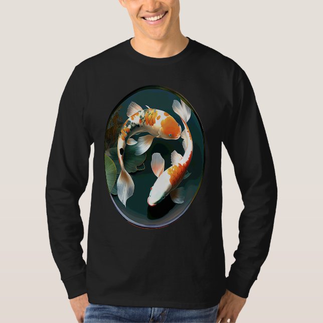 vacker koi-karpar i vattenmålning koi fisk lins t shirt (Framsida)