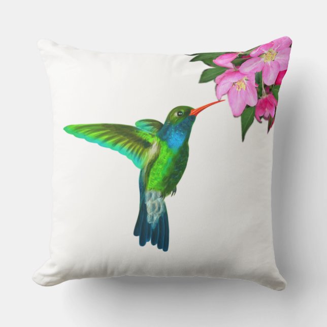 Vacker kolibri & äppelblommor kudde (Framsida)