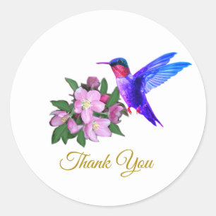 Vacker kolibri, blommor & gyllene Tack Runt Klistermärke
