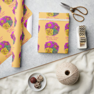 Vacker konst i rosa och gul påskpresentförpackning presentpapper