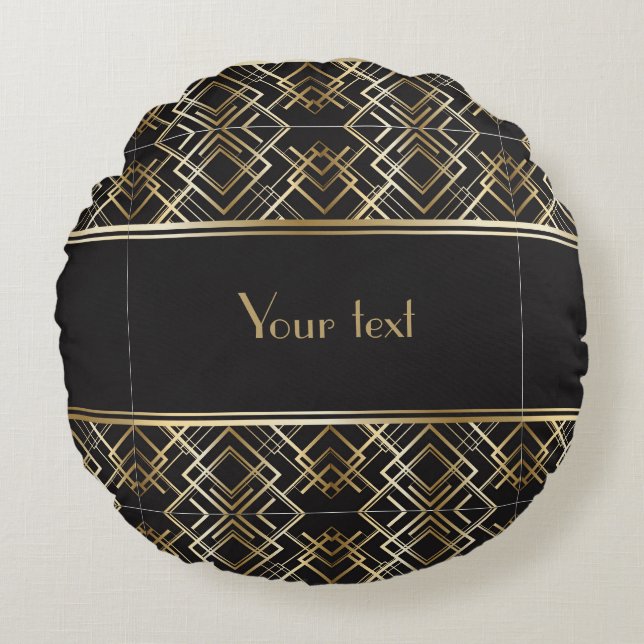 Vacker,konsthugg,mönster,grått,beige,1920,retro,c Rund Kudde (Framsidan)