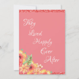 Vacker korallblommig rosa bröllop tack kort