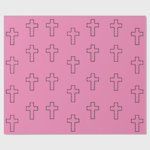 Vacker Kors Kontur Mönster på Rosa Presentpapper