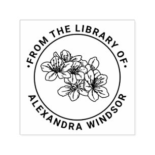 Vacker körsbärsblomning Biblioteksboknamn Självfärgande Stämpel