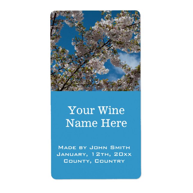 vacker körsbärsmärkning i blå himmel vin.. blommar fraktsedel (Framsidan)