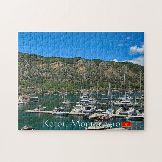 Vacker Kotor-bukt i Montenegro-resa Pussel (Horisontell)