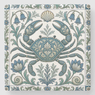 Vacker Krabba Vintage Ornamenterad Havsliv Stenunderlägg