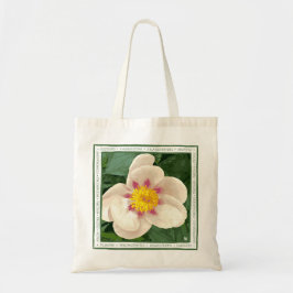 Vacker kräm och rosa peony på canvas tote. tygkasse