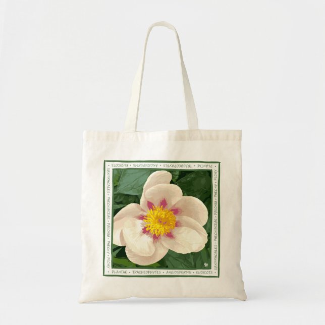 Vacker kräm och rosa peony på canvas tote. tygkasse (Framsidan)