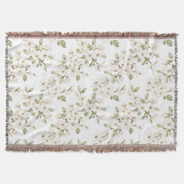 Vacker krämfärgad blommande träd  filt (Framsidan)