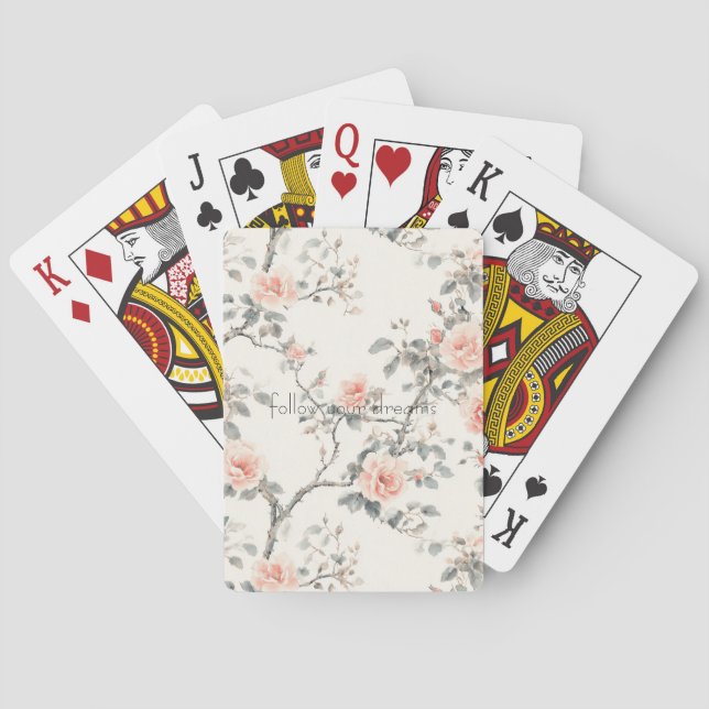 Vacker krämfärgad persiko blom- casinokort (Baksidan)