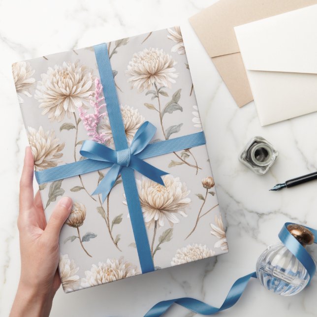 Vacker krämfärgad stenen blomster födelsedag presentpapper (Gifting)
