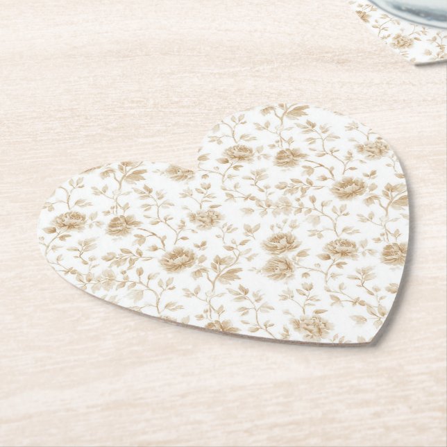 Vacker krämvit blomsterbröllopsdusch underlägg papper (Vinklad)