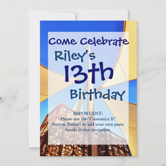 Vacker kristen kyrka kors blå himmel inbjudningar (Framsida)