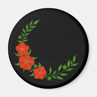 Vacker krona halvmåne av röda blommor magnet