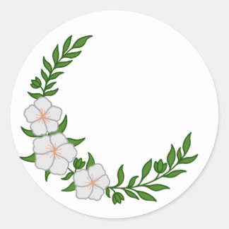 Vacker kronisk halvmåne av vita blommor runt klistermärke