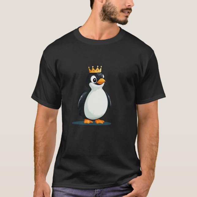 Vacker krönt pingvin kul för pojkar och flickor t shirt (Framsida)