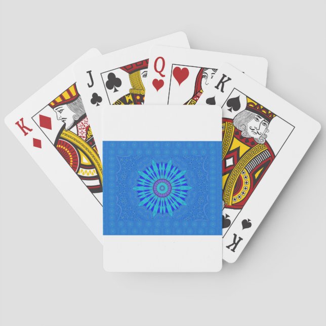 Vacker kunglig blå mandalakonsttryck casinokort (Baksidan)