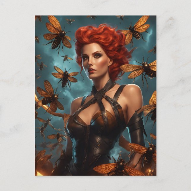 Vacker kvinna Bihustru Vykort (Framsida)