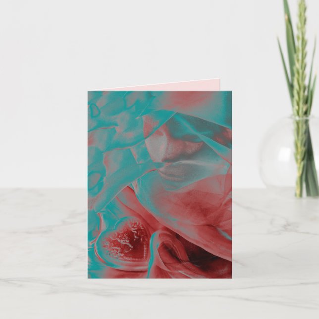 Vacker kvinna & hjärta blått rosa rött Alla hjärta Kort (Framsida)