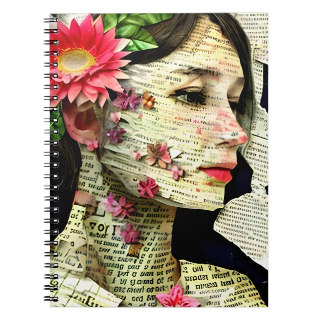 Vacker kvinna konstcollage   anteckningsbok (Framsidan)