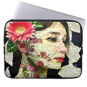 Vacker kvinna konstcollage laptop fodral