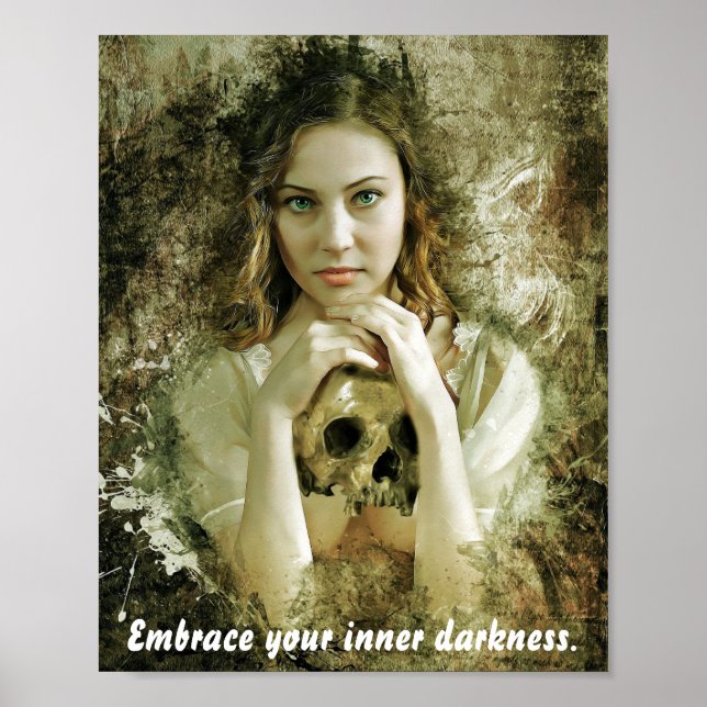Vacker kvinna med Skull Poster (Framsidan)