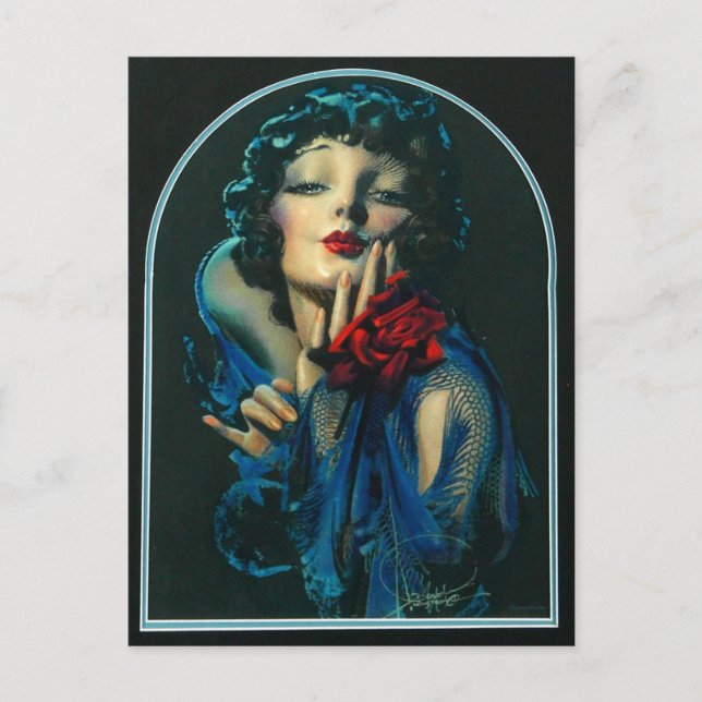 vacker kvinna på 1920-talet vykort (Framsida)