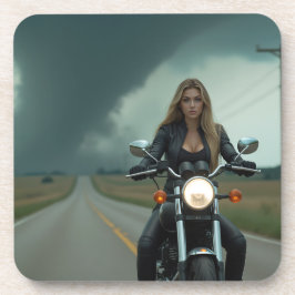 Vacker kvinna på motorcykel \ Tornado Underlägg