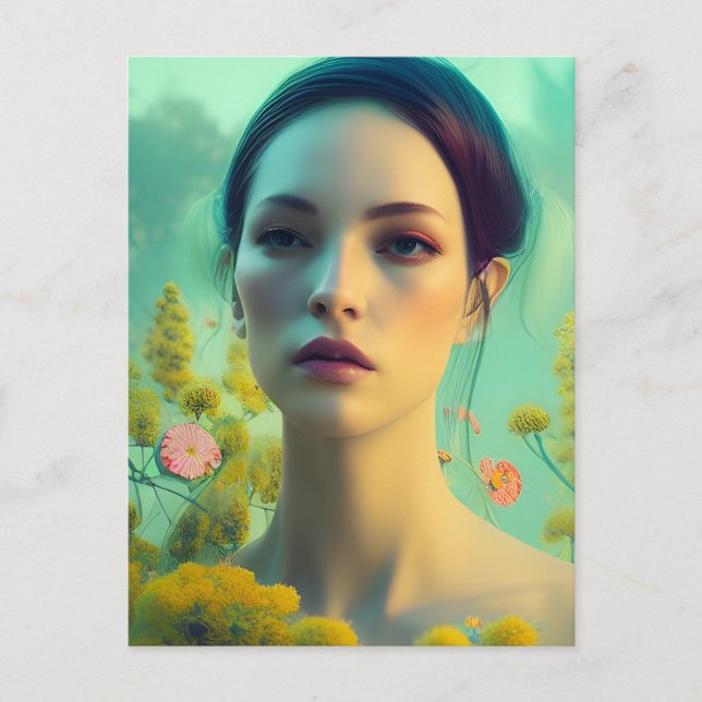 Vacker kvinna vykort (Framsida)