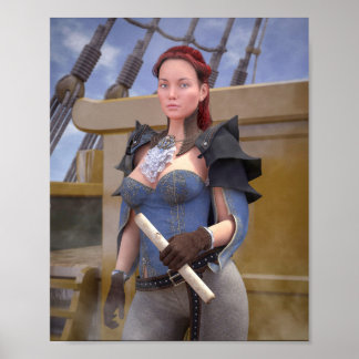 vacker kvinnlig kapten pirater poster