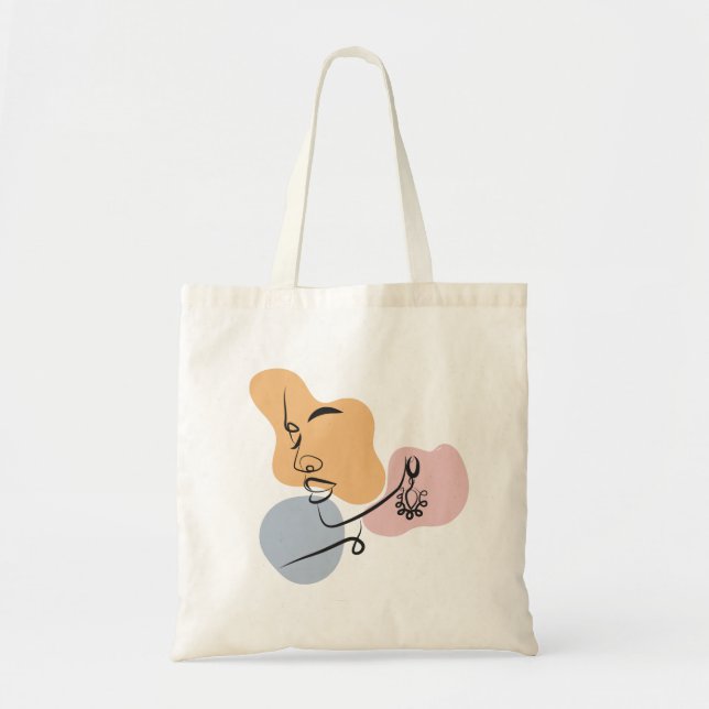 vacker kvinnlig linjekonst tygkasse (Framsidan)