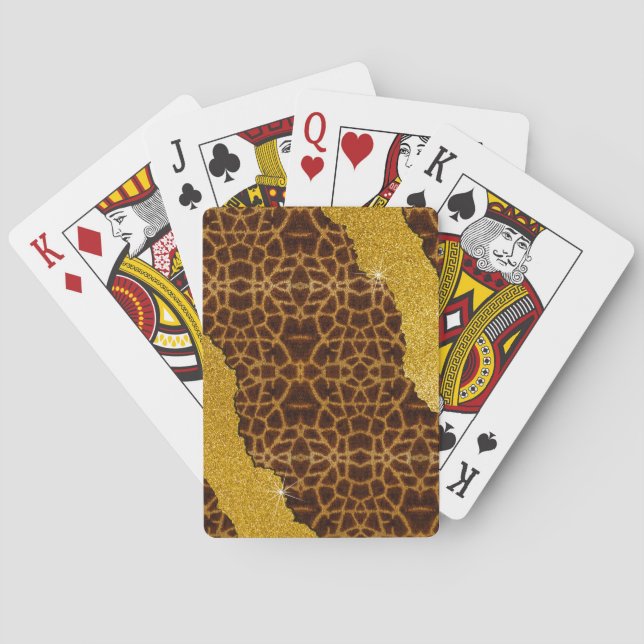 Vacker lädergiraff djurtryck med glitter casinokort (Baksidan)
