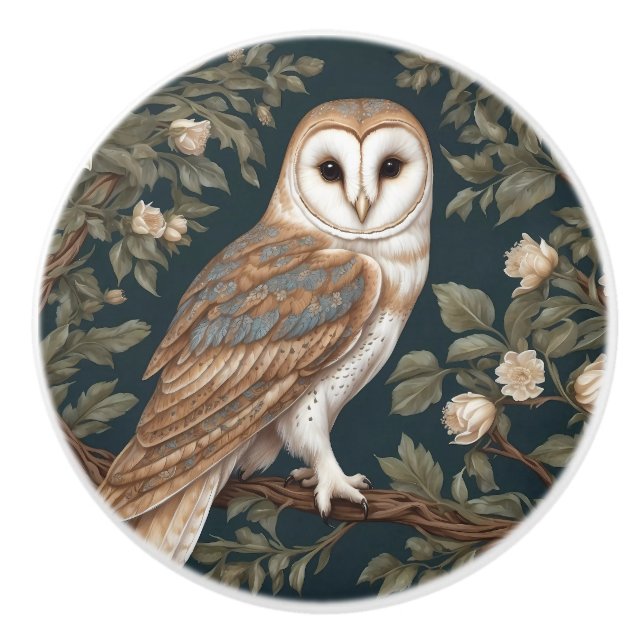 Vacker Ladugårdsuggla Inspirerad av William Morris Knopp (Framsidan)