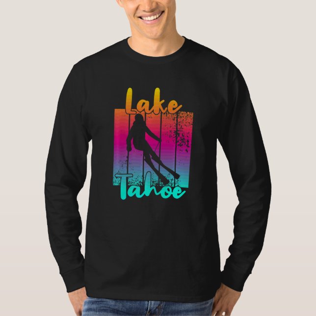 Vacker Lake Tahoe Vintersolnedgång T Shirt (Framsida)