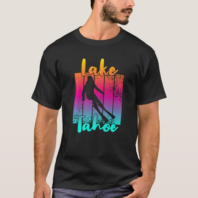 Vacker Lake Tahoe Vintersolnedgång T Shirt (Framsida)