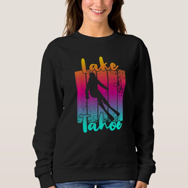 Vacker Lake Tahoe Vintersolnedgång T Shirt (Framsida)