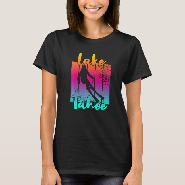 Vacker Lake Tahoe Vintersolnedgång T Shirt (Framsida)