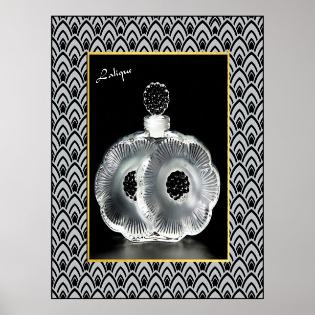 Vacker Lalique vintage Parfym Flaska Poster (Framsidan)