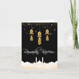 Vacker lampbelysning Eid Mubarak Kort