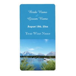 vacker landskapsfoto bröllop vin-etikett fraktsedel